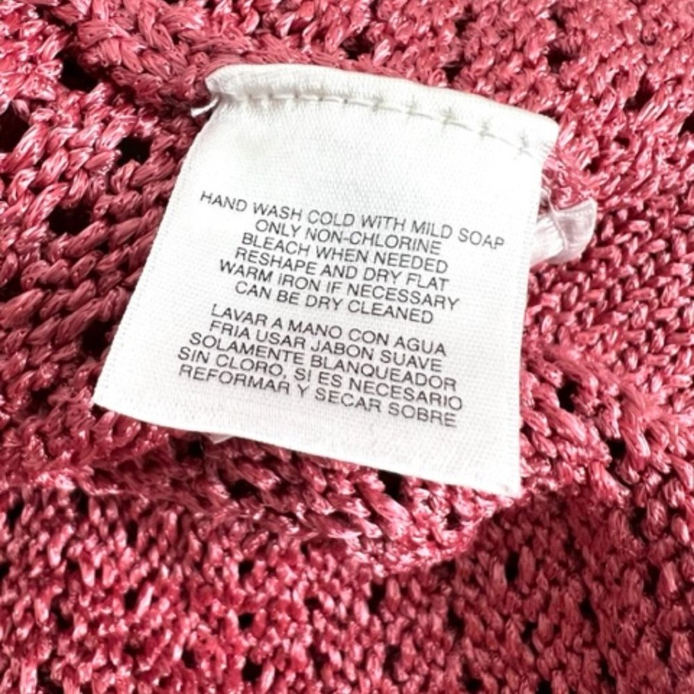 Rose-Colored Open Knit Shrug Cardigan - Picture 9 of 9